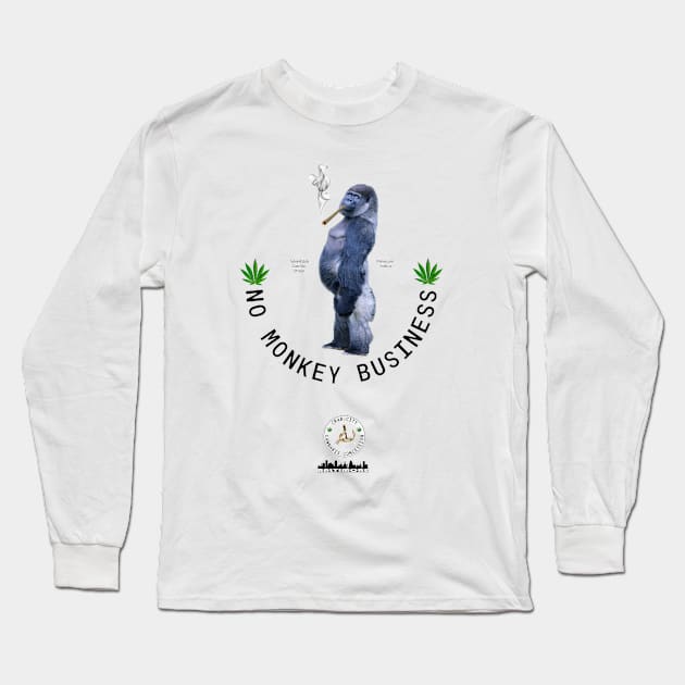 No Monkey Business Long Sleeve T-Shirt by Crab City Cannabis Concession